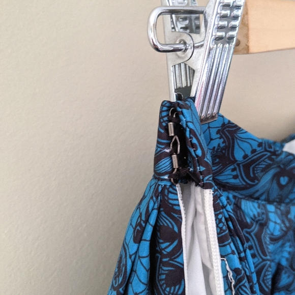 turquoise blue lace print full a line skirt - Picture 8 of 11